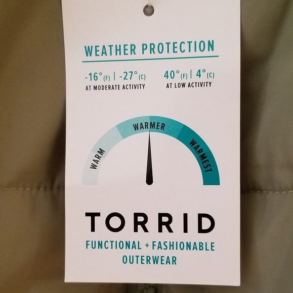 Sz 2 Torrid Sage Green Winter Coat w/Faux Fur Lined Hood - Picture 6 of 16